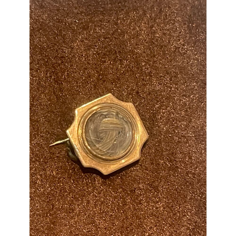 Antique Victorian Georgian Hair Art Mourning Brooch Pin 1818